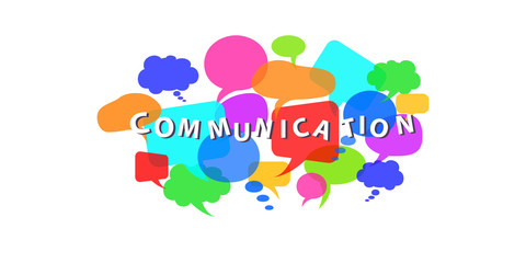 Communication concept with colorful dialogue speech bubbles on white background. Flat style vector illustration