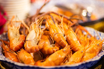 Steamed prawns in bowl