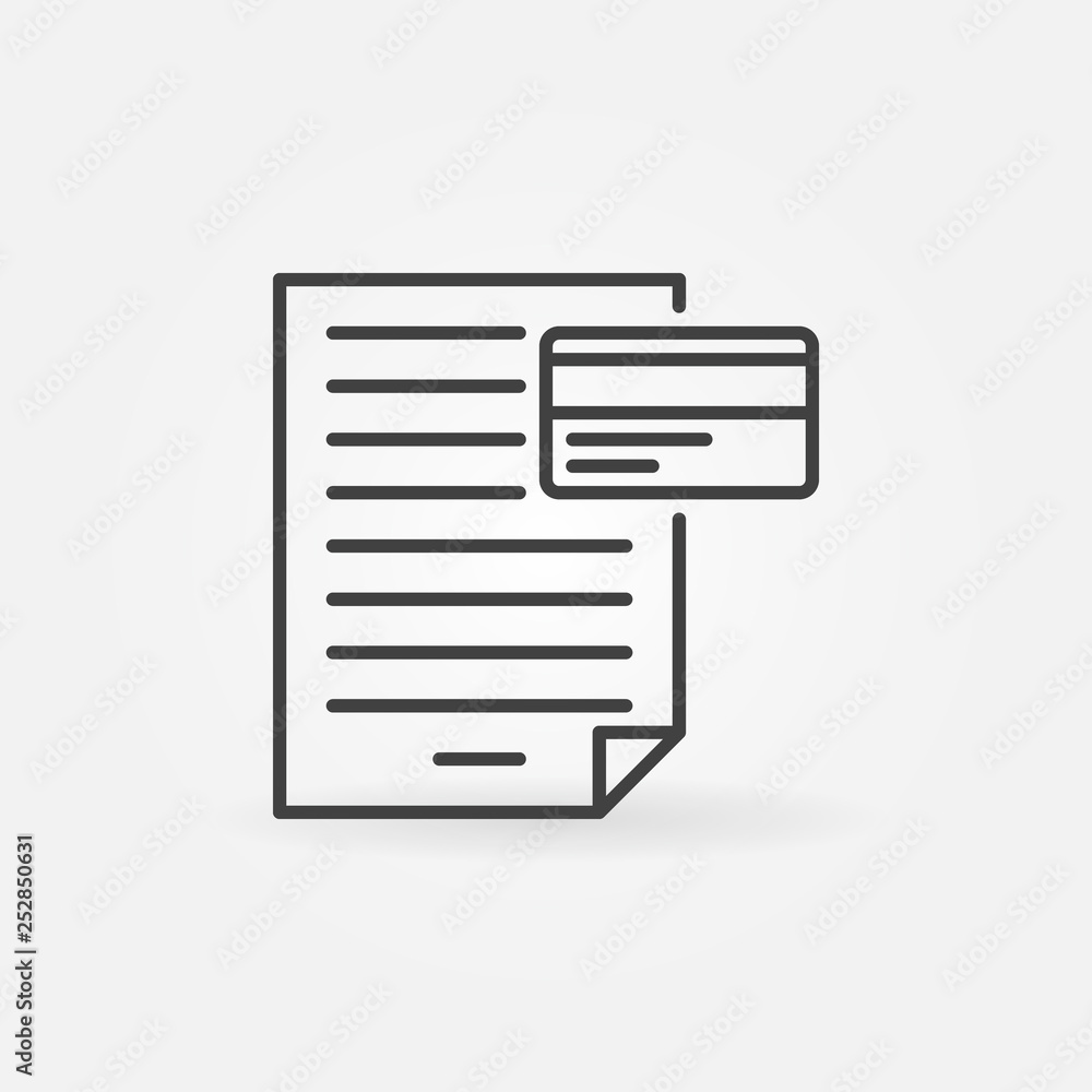 Poster document with credit card vector icon or sign in thin line style