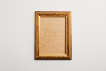 wooden square frame on white background