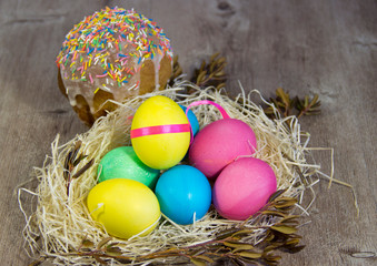 Fototapeta na wymiar Colored Easter eggs.