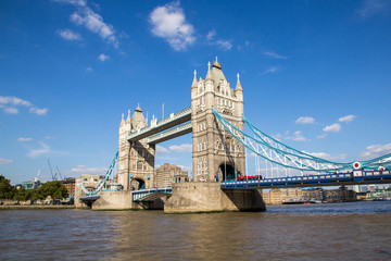 Fototapeta na wymiar LONDON, UK - SEPTEMBER 1, 2018. London cityscape across the River Thames with a view of Tower Bridge, London, England, UK, September 1, 2018.