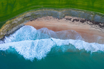 Waves, Sand, Ocean, Langre beach, Ribamontan al Mar, Cantabrian Sea, Cantabria, Spain, Europe
