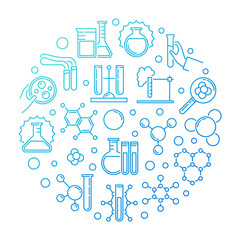 Fototapeta na wymiar Laboratory Experiments vector blue concept round outline illustration on white background