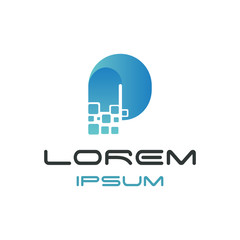 Fototapeta premium Letter P Digital Logo