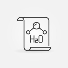 Document with H2O text vector icon or symbol in thin line style