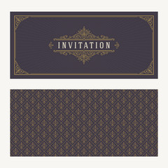 Flourishes and ornamental vector vintage design for invitation or greeting card. Vector illustration.