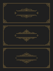 Set of flourishes and ornamental vector vintage design for invitation or greeting card. Vector illustration.