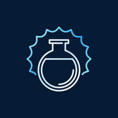 Round-bottom flask outline colored vector icon or logo element on dark background