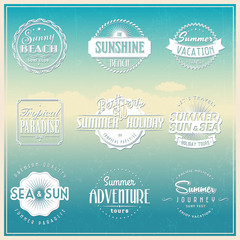 Summer holiday beach party travel design logo set