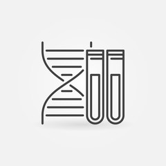 Test tubes with DNA vector outline icon. Genetics concept symbol in thin line style