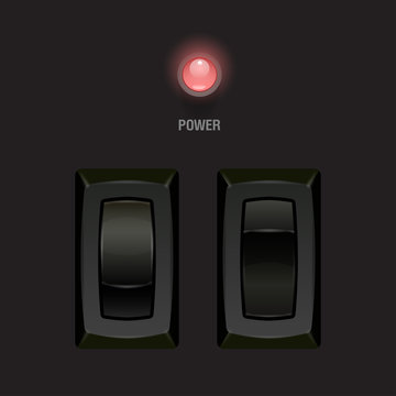 Cool Realistic Toggle Switch black color. Vector illustration.