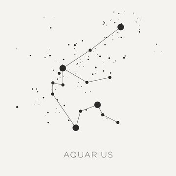 Star constellation zodiac aquarius black white vector