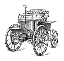 Fototapeta na wymiar Old car (automobile) / vintage illustration from Meyers Konversations-Lexikon 1897 