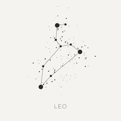 Star constellation zodiac leo black white vector