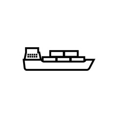 Cargo ship line icon, logo isolated on white background