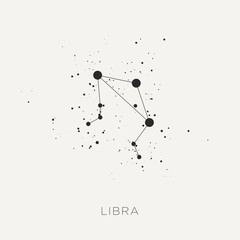 Star constellation zodiac libra black white vector
