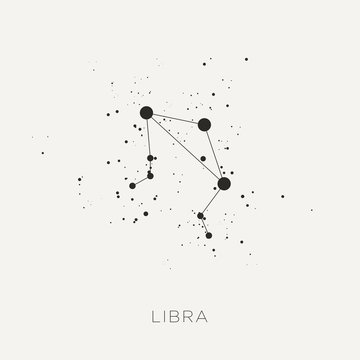 Star constellation zodiac libra black white vector