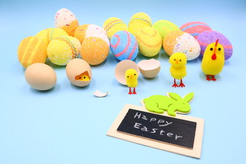 Easter Composition with Funny Chicks