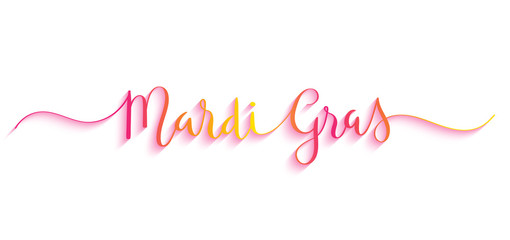 MARDI GRAS pink and orange 3D relief brush calligraphy banner © HowLettery Studio