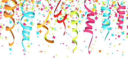seamless colored confetti and garlands background