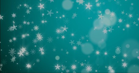 Christmas blue background with snowflakes - falling snow