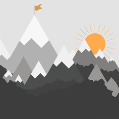 Mountains landscape in flat style, stylish design