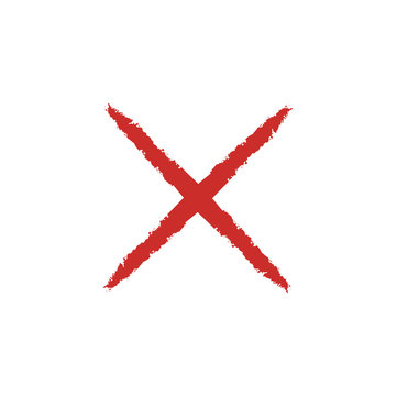 X Red cross on a white background, vector illustration