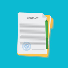 Contract in flat style, business concept, vector