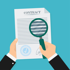 Contract Verification in flat style, business concept, vector