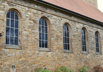 Architectural elements, windows, facade.Protestant Church Kirchlengern.Germany.