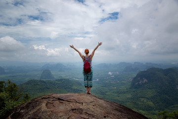 Girl enjoys a beautiful view, Krabi, Thailand