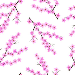 Naklejka na ściany i meble Sakura seamless pattern with floral tree branch.