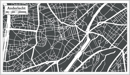 Anderlecht City Map in Retro Style. Outline Map.