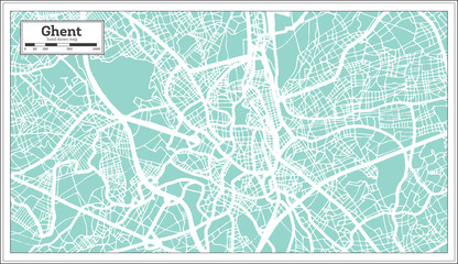 Ghent City Map in Retro Style. Outline Map.