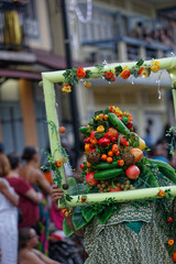 Les fruits et légumes à la grande parade du carnaval de Cayenne en Guyane française