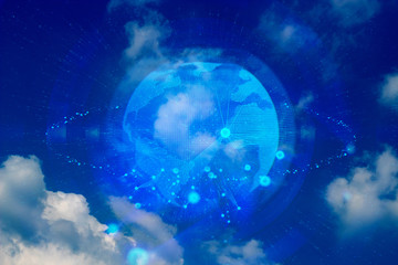 ai robotic, social internet of things, technology abstract futuristic cyber net web connect to network background illustration 3d rendering, atom molecule of science, signal of data