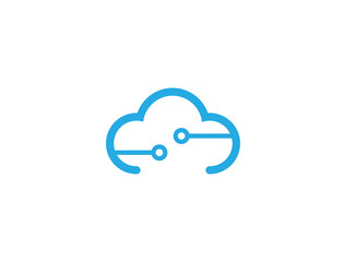 Technology connect with clouds symbol logo design