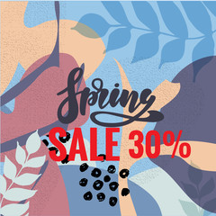 Spring sale and special offer vector banner background with colorful chrysanthemum and daisy flowers elements and spring season shopping promotional text