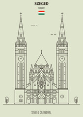 Votive Church in Szeged, Hungary. Landmark icon