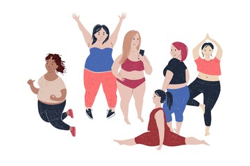 Women of different size and body proportions.