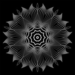 Mandala. For Design, Greeting Card, Invitation, Coloring Book. Arabic, Indian, Motifs. Vector Illustration. Black white grey color.