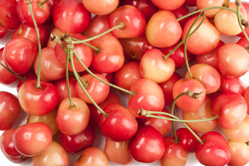 White cherries isolated on white background