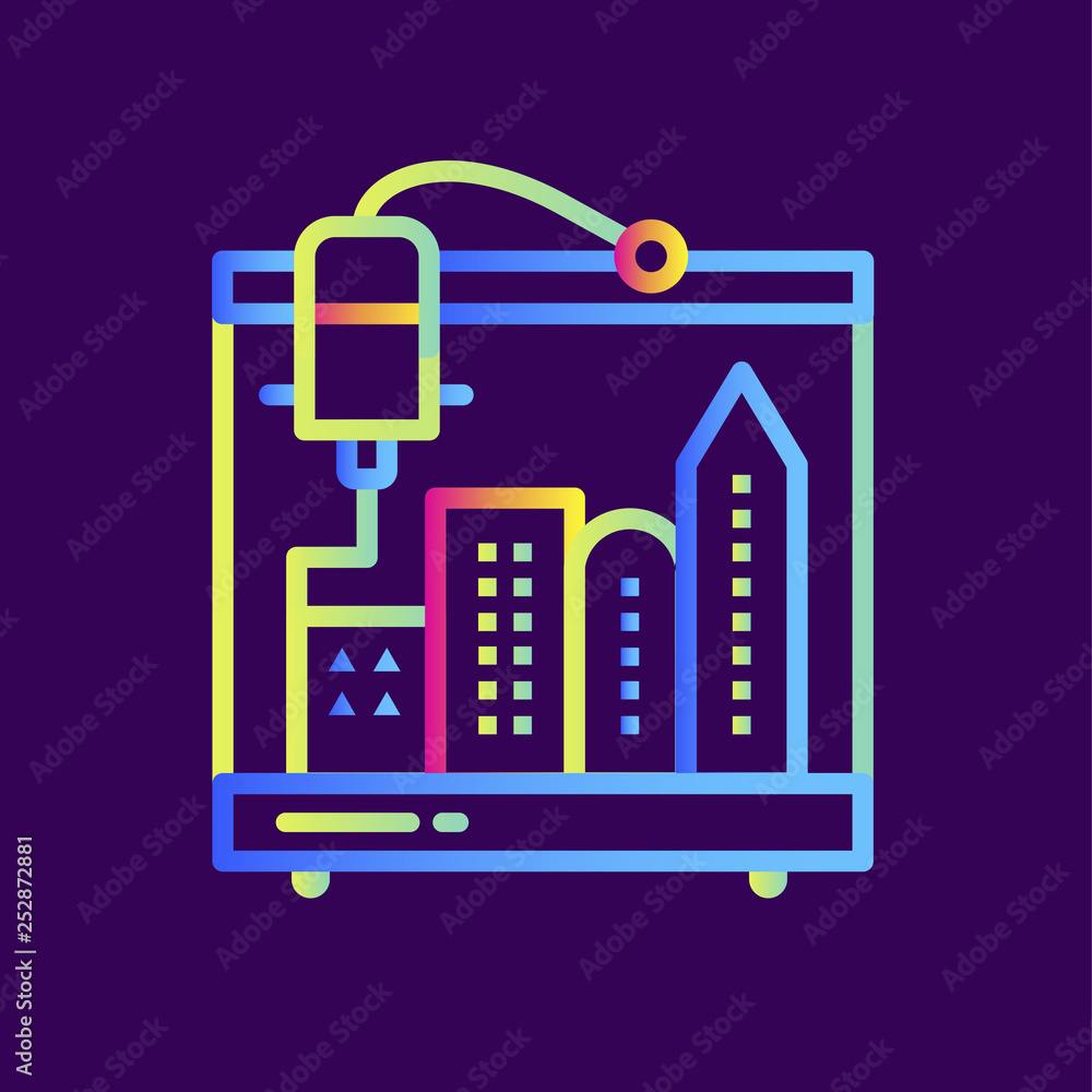 Aufkleber outline icon 3d architecture. 3d printing, modeling. suitable for infographics, websites, print medi
