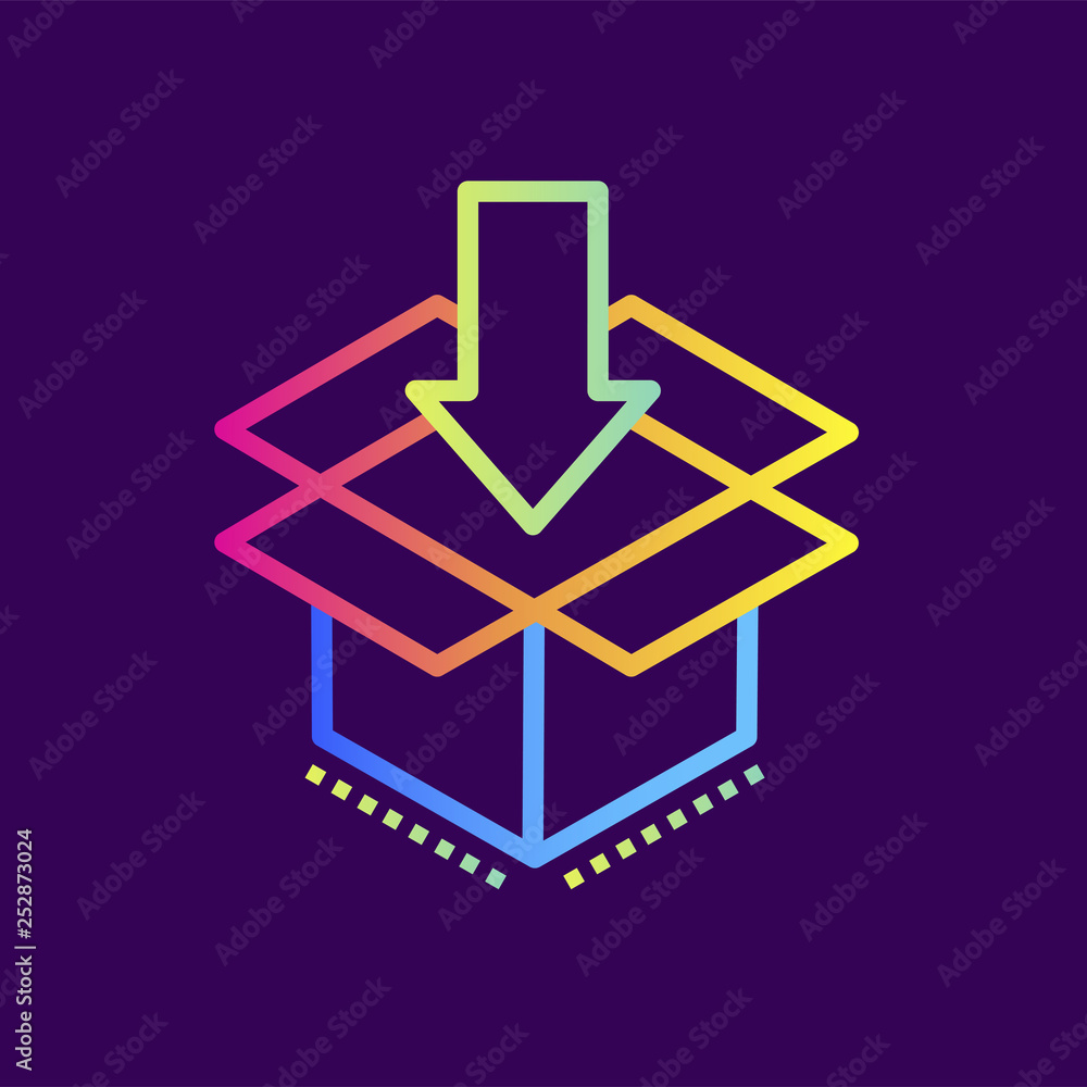Poster outline icon packaging boxes. 3d printing, modeling. suitable for presentation, mobile apps, website