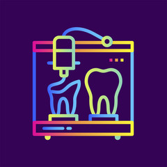 Outline icon Dental models. 3D Printing, modeling. Suitable for presentation, mobile apps, website, interfaces and print