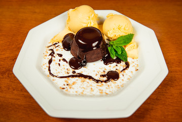 cake with cream and chocolate