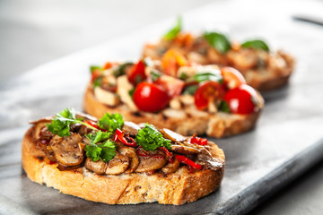 Assortment of traditional Italian bruschettas