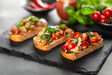 Assortment of traditional Italian bruschettas