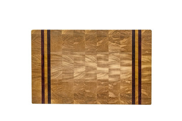 One wooden cutting Board on white background. Iisolate on white